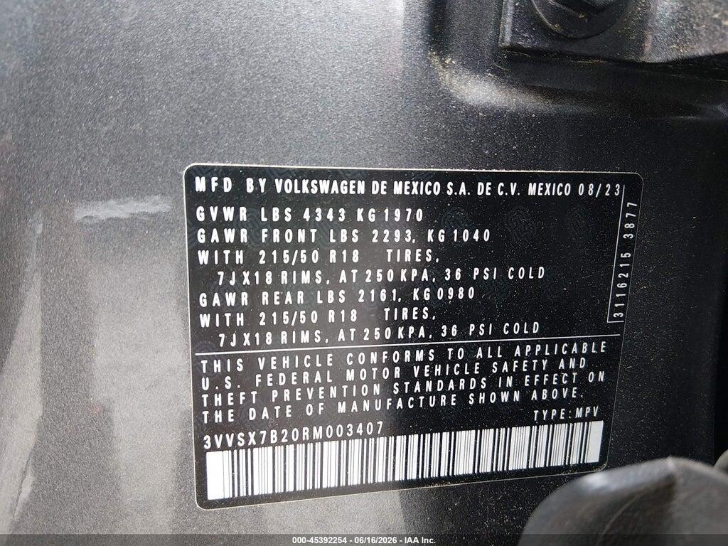 3VVSX7B20RM003407 2024 VOLKSWAGEN TAOS photo no. 9