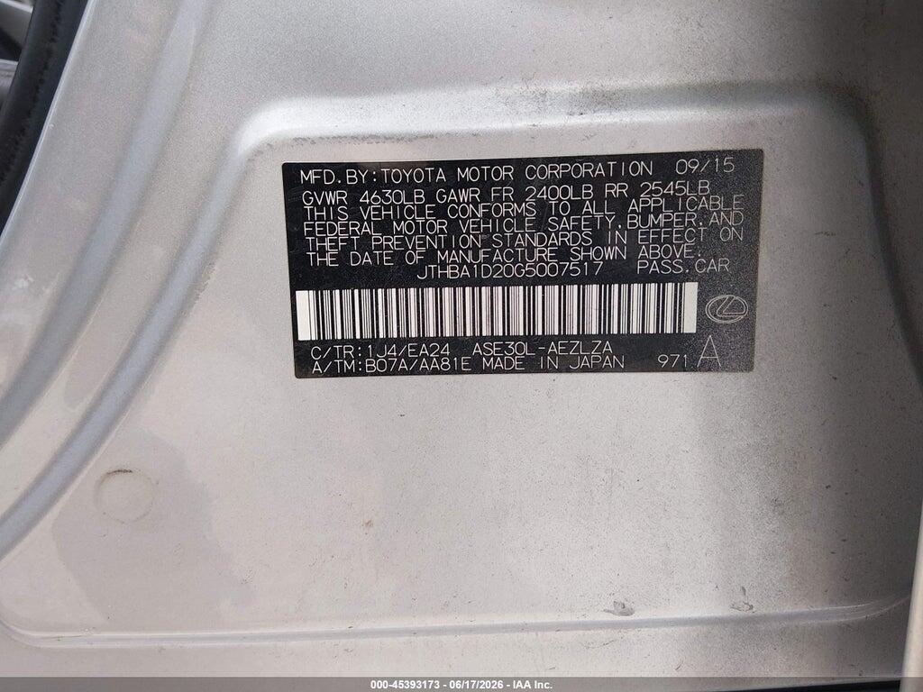 JTHBA1D20G5007517 2016 LEXUS IS 200T photo no. 9