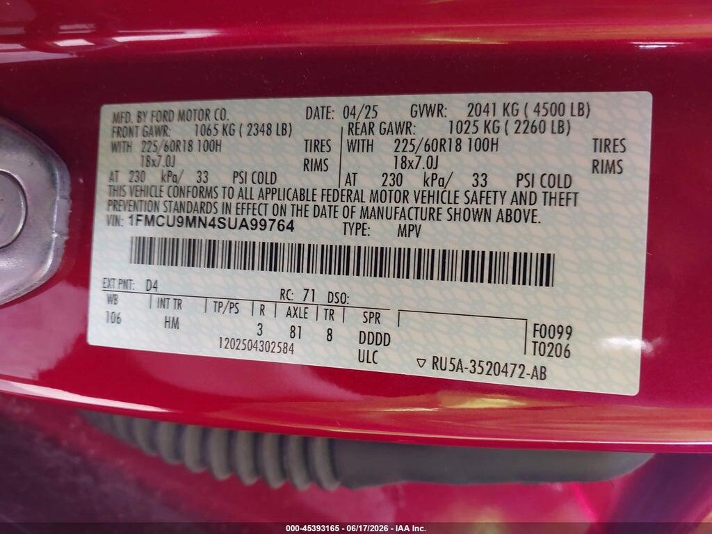 1FMCU9MN4SUA99764 2025 FORD ESCAPE photo no. 9