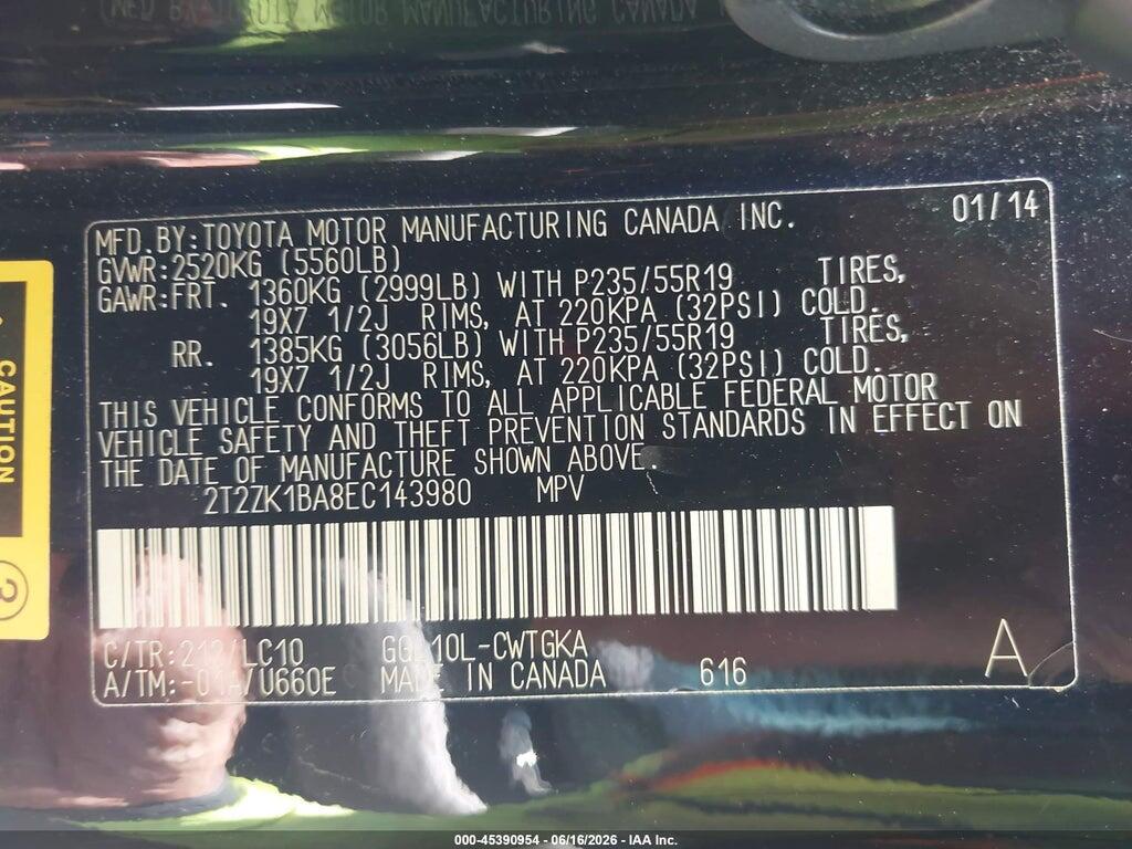2T2ZK1BA8EC143980 2014 LEXUS RX 350 photo no. 9