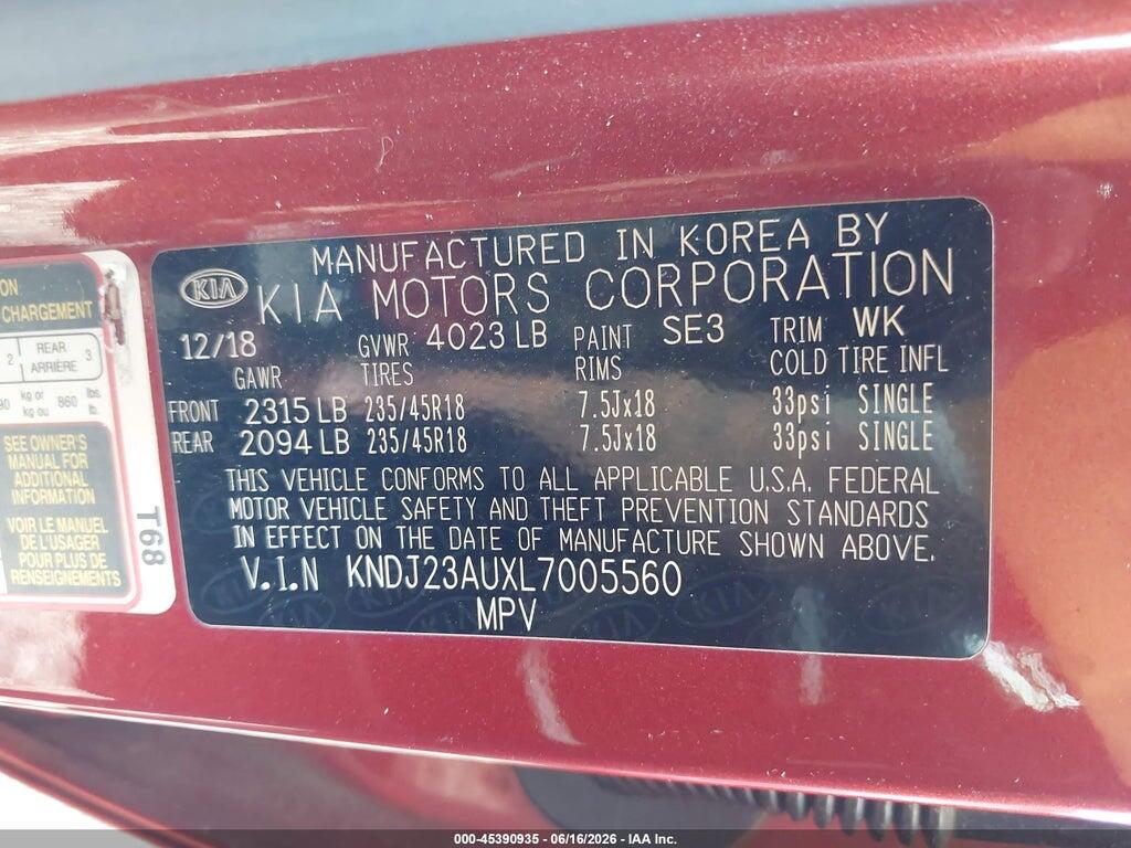 KNDJ23AUXL7005560 2020 KIA SOUL photo no. 9