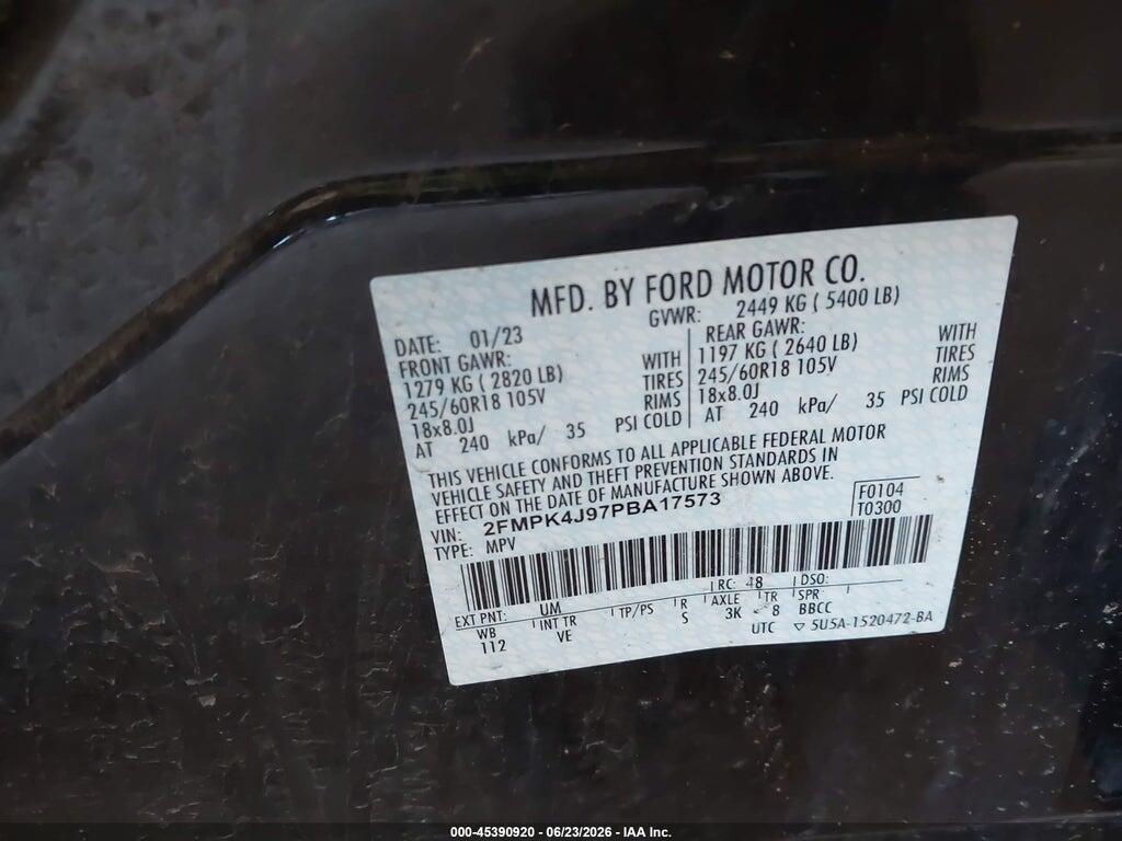 2FMPK4J97PBA17573 2023 FORD EDGE photo no. 9