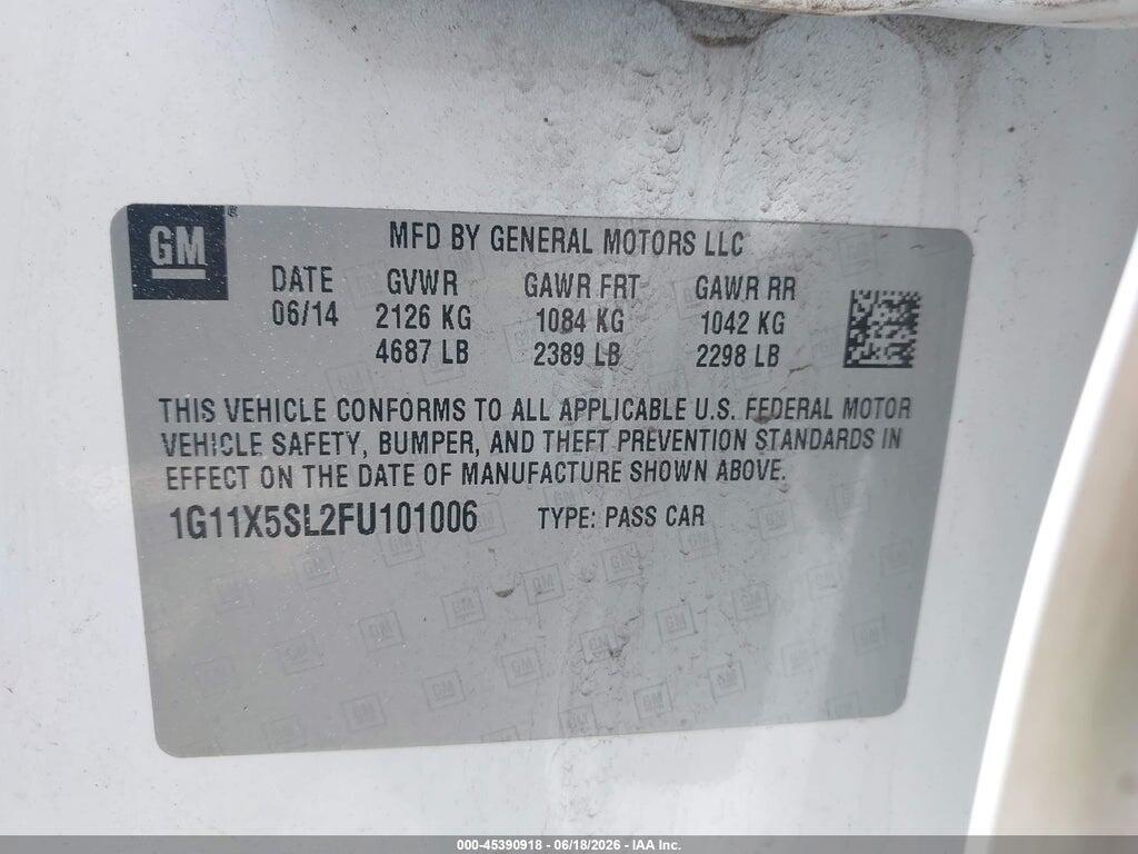 1G11X5SL2FU101006 2015 CHEVROLET IMPALA photo no. 9