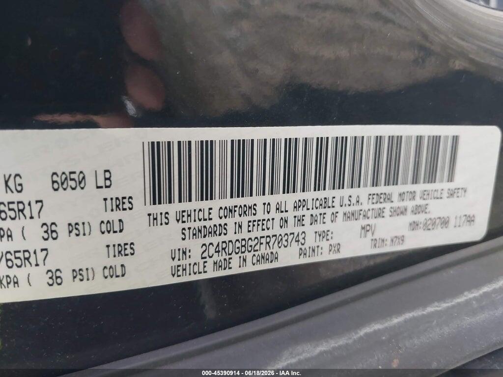 2C4RDGBG2FR703743 2015 DODGE GRAND CARAVAN photo no. 9