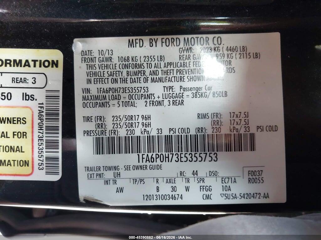 1FA6P0H73E5355753 2014 FORD FUSION photo no. 9