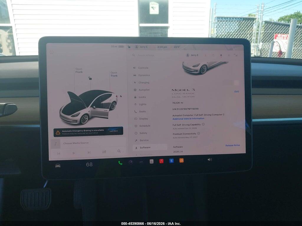 5YJ3E1EB7NF118098 2022 TESLA MODEL 3 photo no. 7