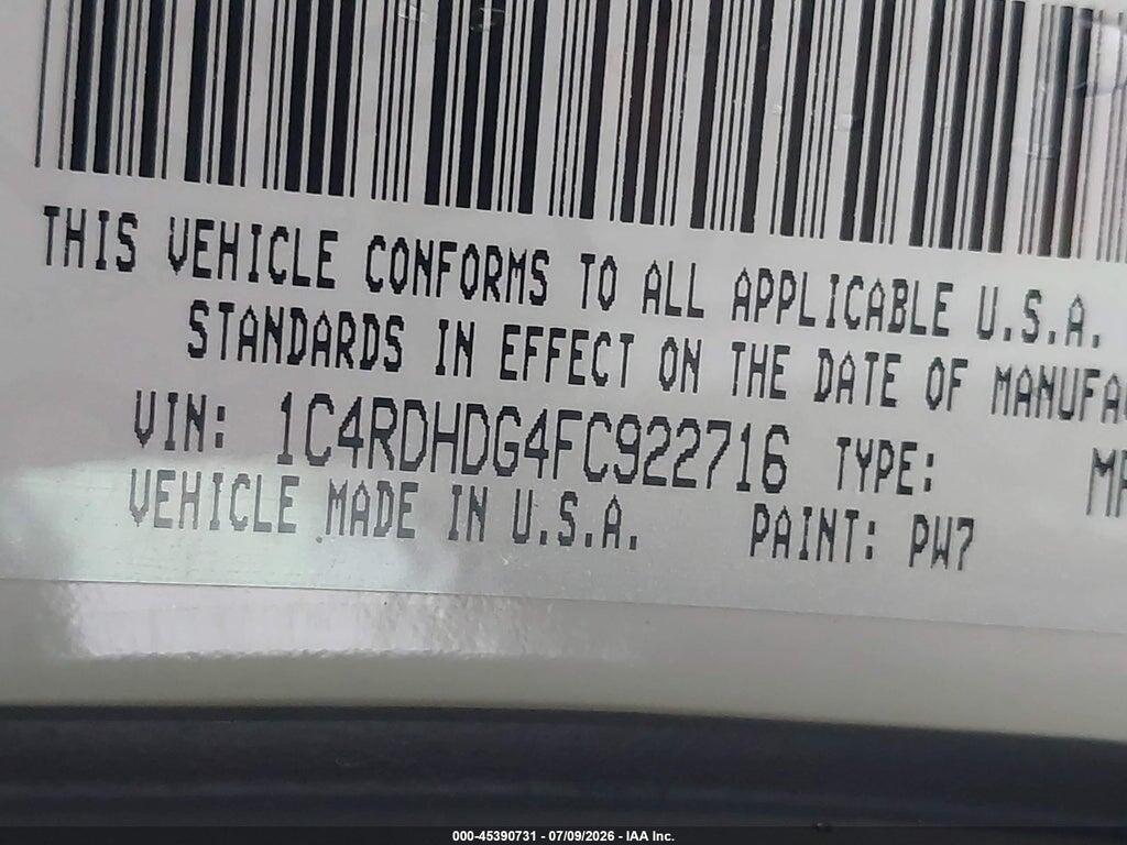 1C4RDHDG4FC922716 2015 DODGE DURANGO photo no. 9