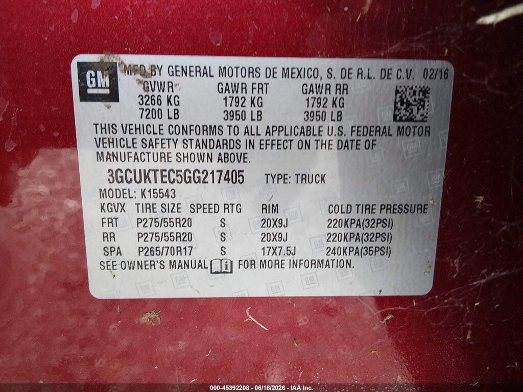 3GCUKTEC5GG217405 2016 CHEVROLET SILVERADO 1500 photo no. 9
