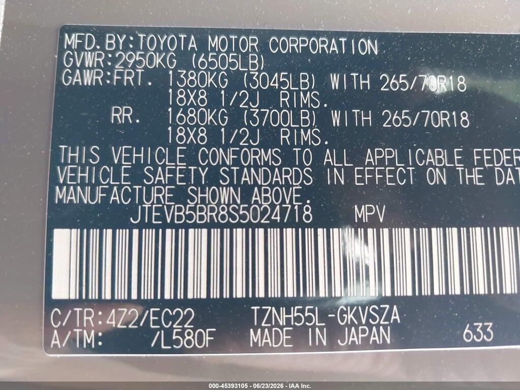 JTEVB5BR8S5024718 2025 TOYOTA 4RUNNER HYBRID photo no. 9