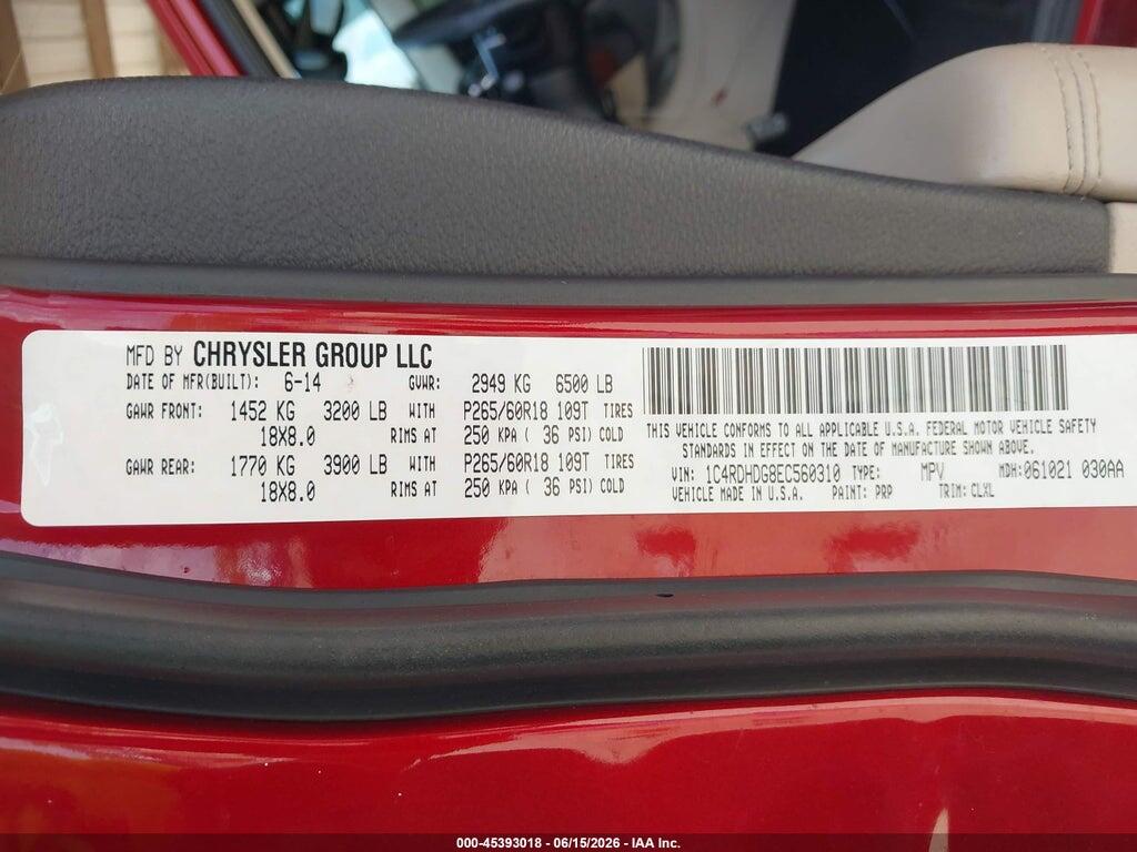 1C4RDHDG8EC560310 2014 DODGE DURANGO photo no. 9