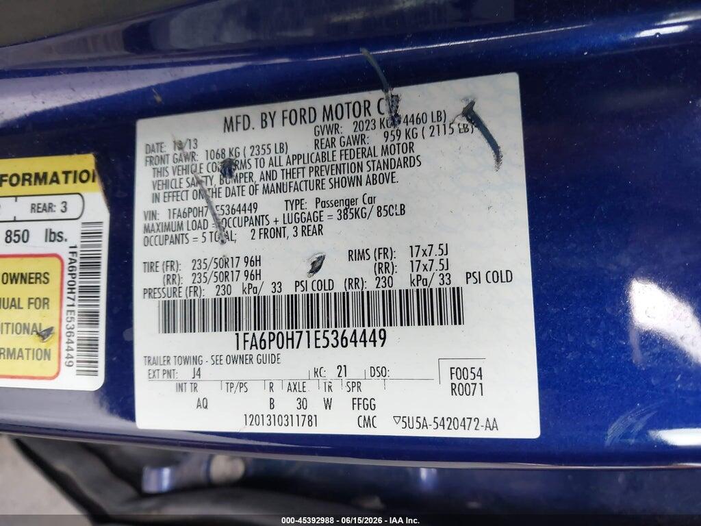 1FA6P0H71E5364449 2014 FORD FUSION photo no. 9