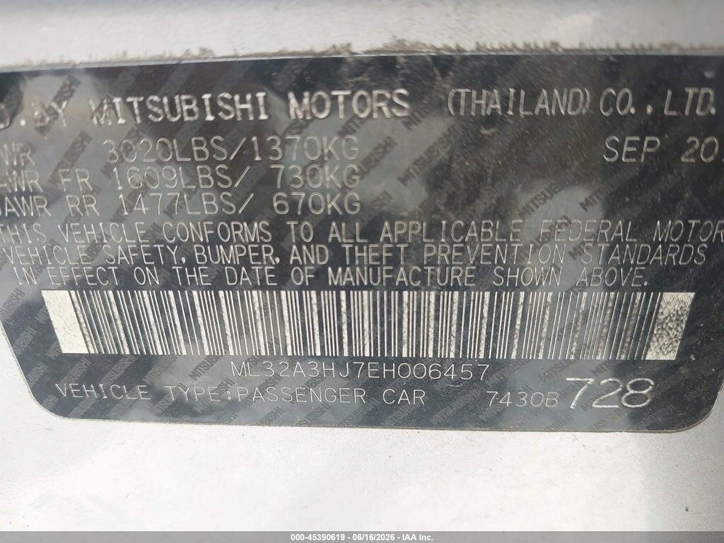 ML32A3HJ7EH006457 2014 MITSUBISHI MIRAGE photo no. 9