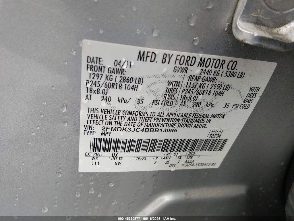 2FMDK3JC4BBB13095 2011 FORD EDGE photo no. 9