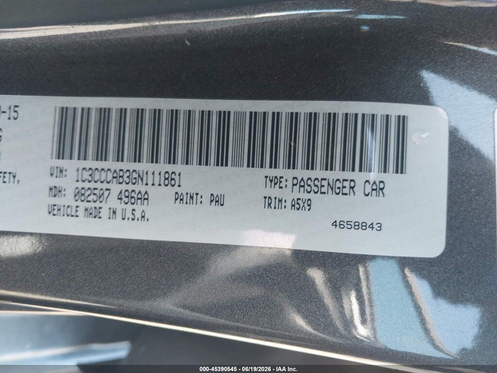 1C3CCCAB3GN111861 2016 CHRYSLER 200 photo no. 9