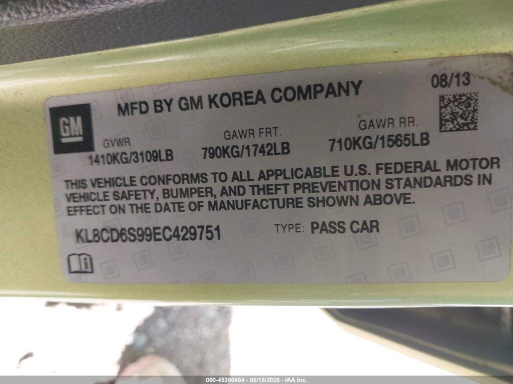 KL8CD6S99EC429751 2014 CHEVROLET SPARK photo no. 9