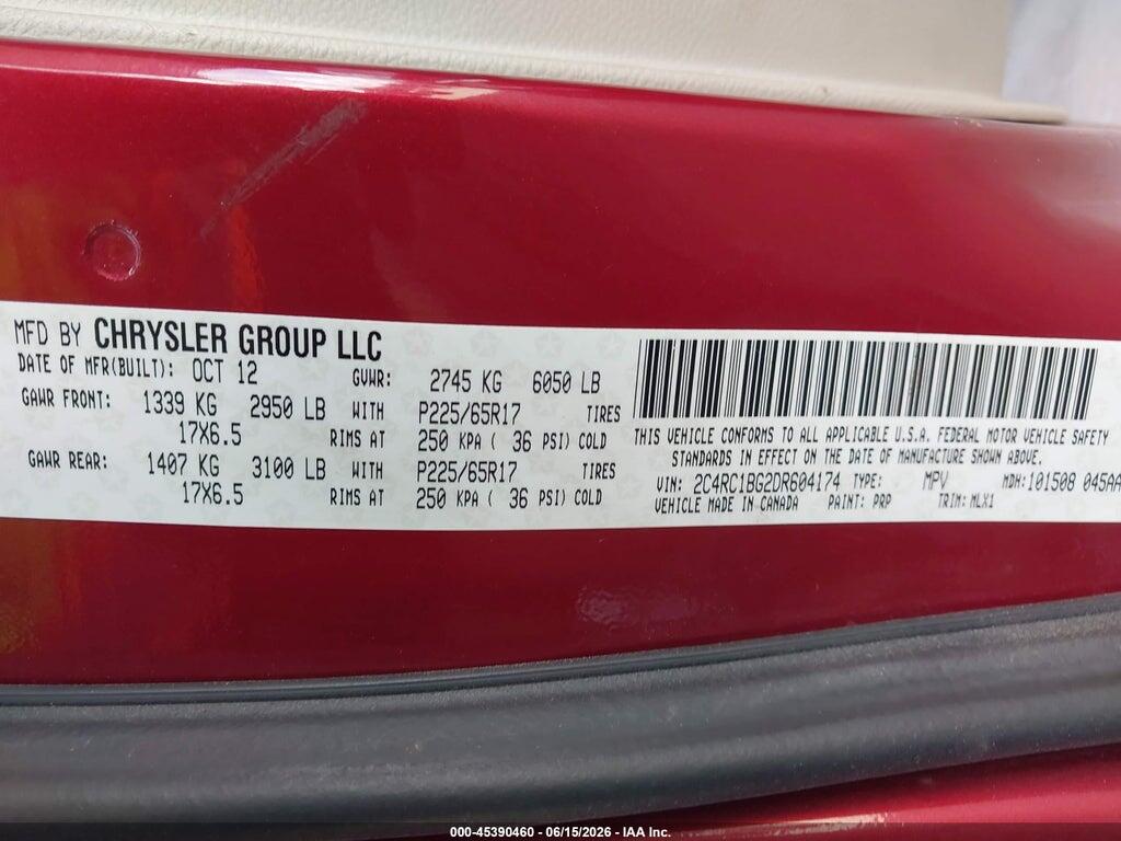 2C4RC1BG2DR604174 2013 CHRYSLER TOWN & COUNTRY photo no. 9