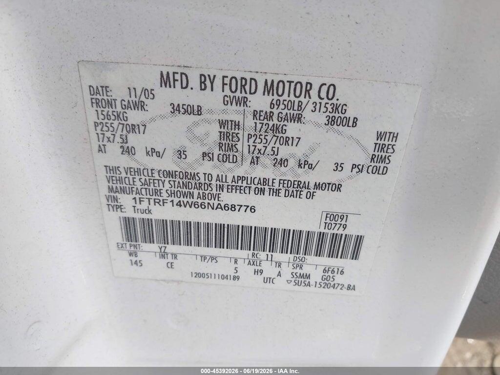 1FTRF14W66NA68776 2006 FORD F-150 photo no. 9