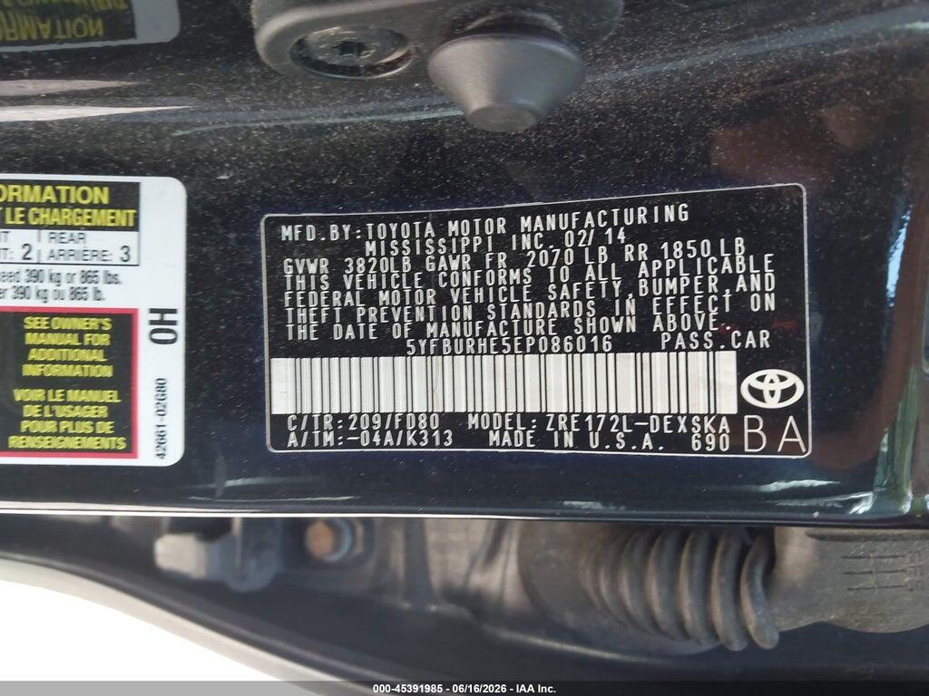 5YFBURHE5EP086016 2014 TOYOTA COROLLA photo no. 9