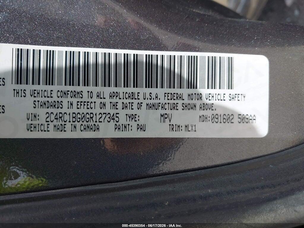 2C4RC1BG0GR127345 2016 CHRYSLER TOWN & COUNTRY photo no. 9