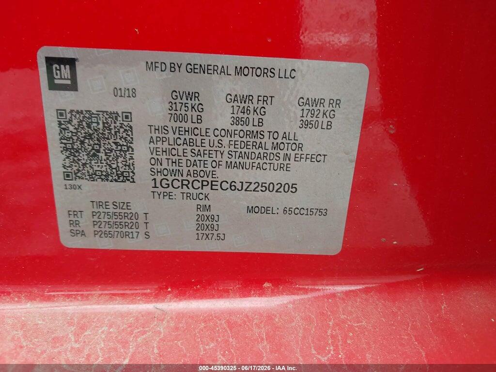 1GCRCPEC6JZ250205 2018 CHEVROLET SILVERADO 1500 photo no. 9
