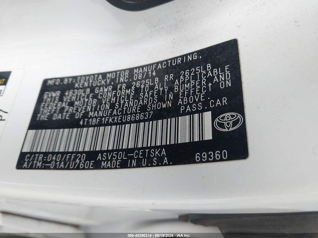 4T1BF1FKXEU868637 2014 TOYOTA CAMRY photo no. 9