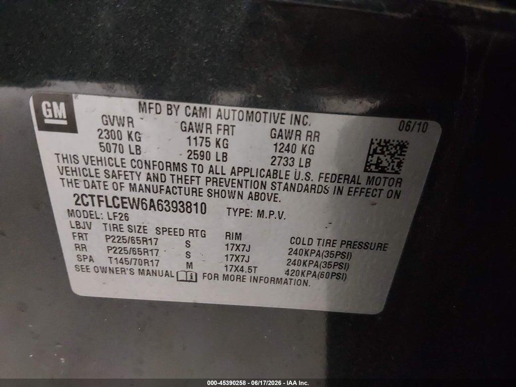 2CTFLCEW6A6393810 2010 GMC TERRAIN photo no. 9