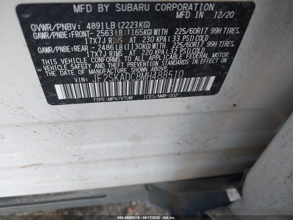 JF2SKADC8MH488510 2021 SUBARU FORESTER photo no. 9