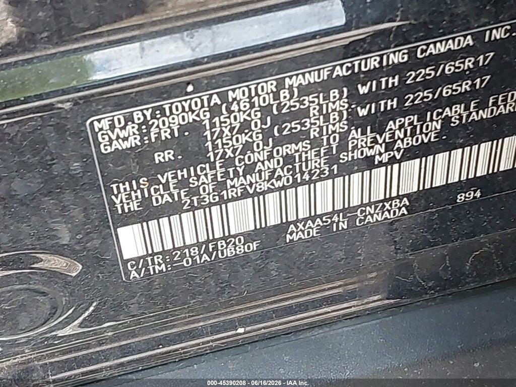 2T3G1RFV8KW014231 2019 TOYOTA RAV4 photo no. 9