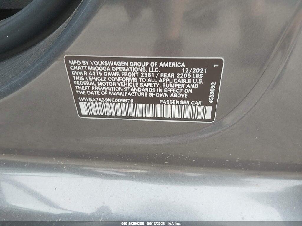 1VWBA7A39NC009676 2022 VOLKSWAGEN PASSAT photo no. 9
