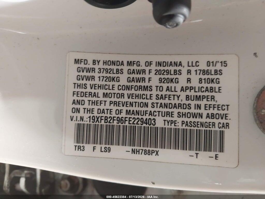 19XFB2F96FE229403 2015 HONDA CIVIC photo no. 9