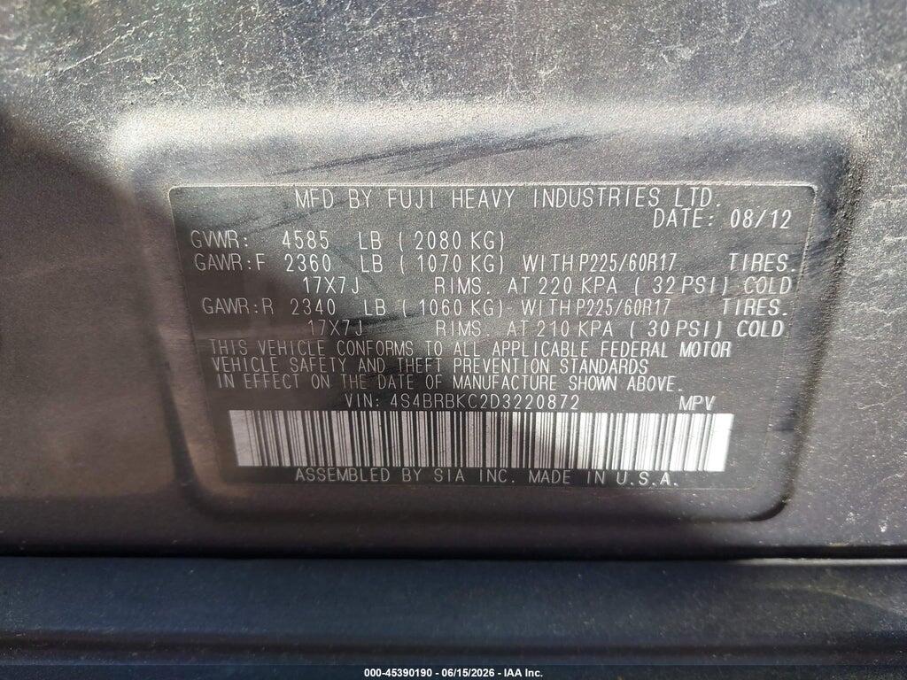 4S4BRBKC2D3220872 2013 SUBARU OUTBACK photo no. 9