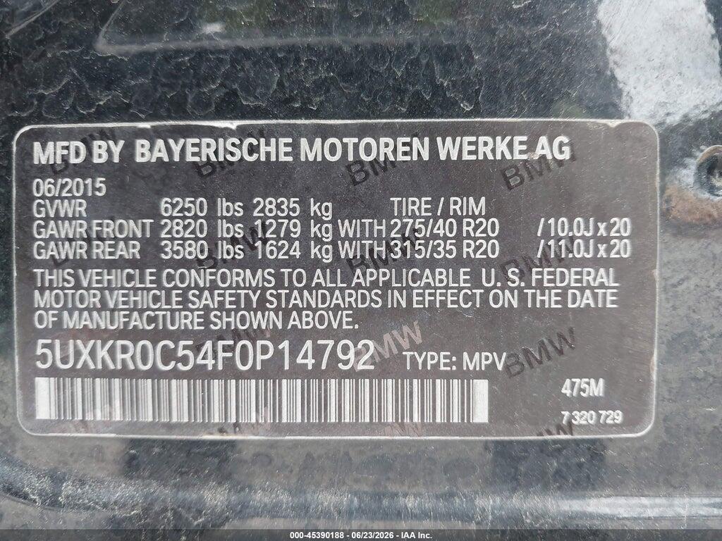 5UXKR0C54F0P14792 2015 BMW X5 photo no. 9