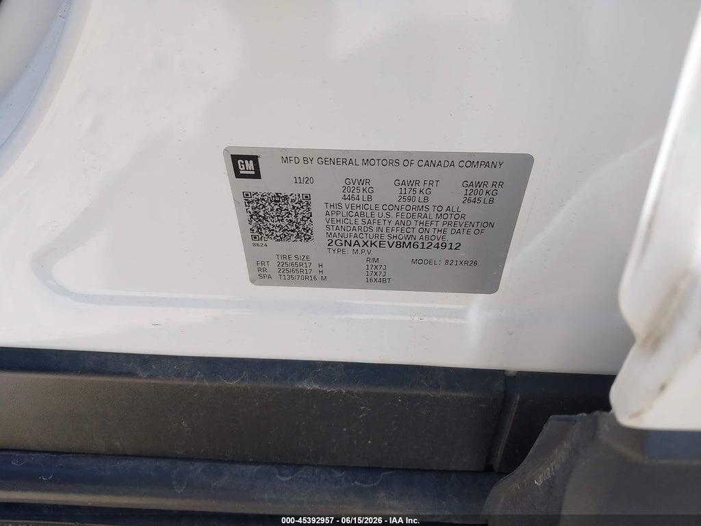 2GNAXKEV8M6124912 2021 CHEVROLET EQUINOX photo no. 9