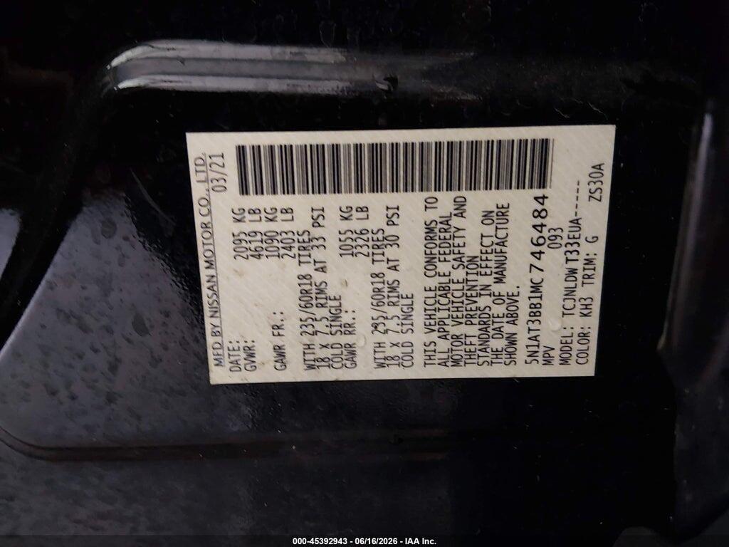 5N1AT3BB1MC746484 2021 NISSAN ROGUE photo no. 9
