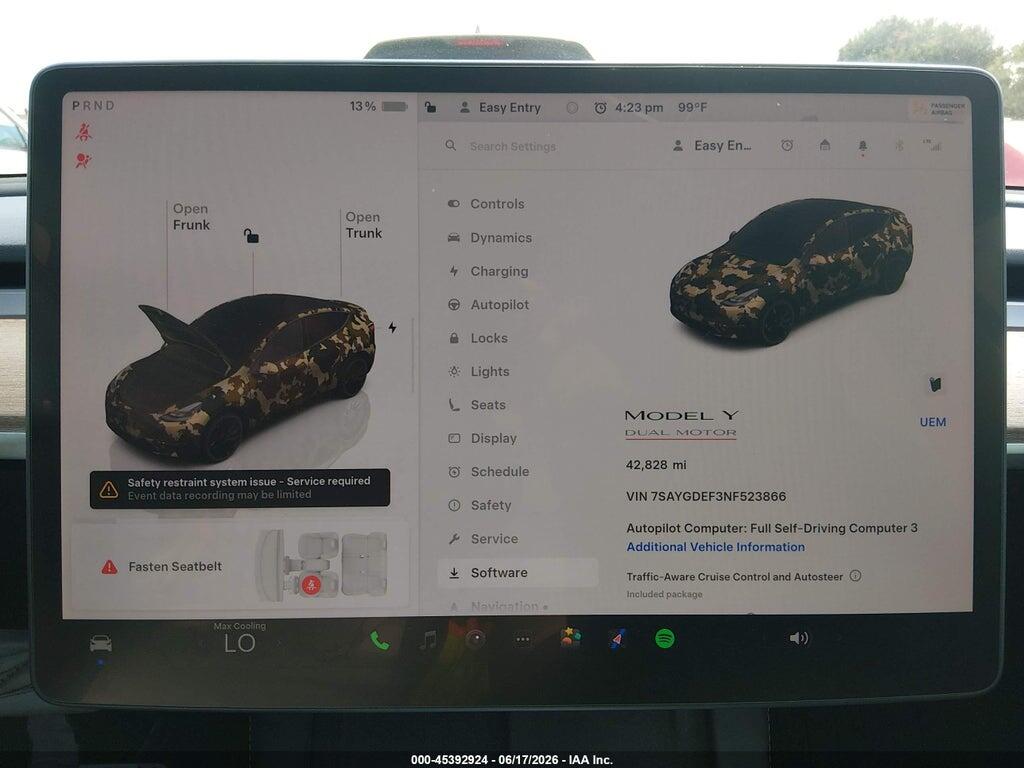7SAYGDEF3NF523866 2022 TESLA MODEL Y photo no. 7