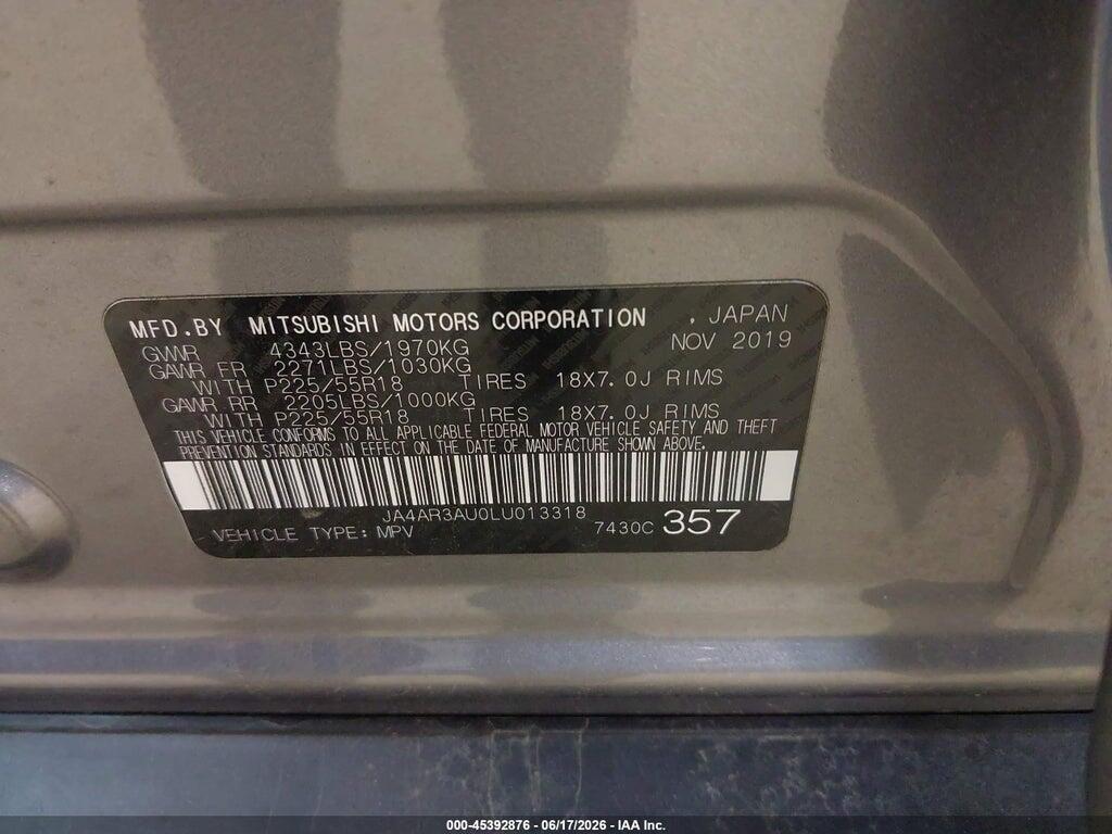 JA4AR3AU0LU013318 2020 MITSUBISHI OUTLANDER SPORT photo no. 9