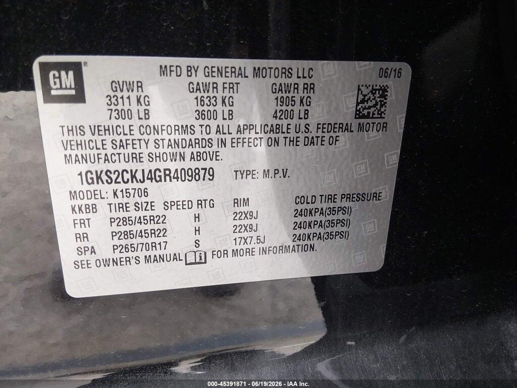 1GKS2CKJ4GR409879 2016 GMC YUKON photo no. 9