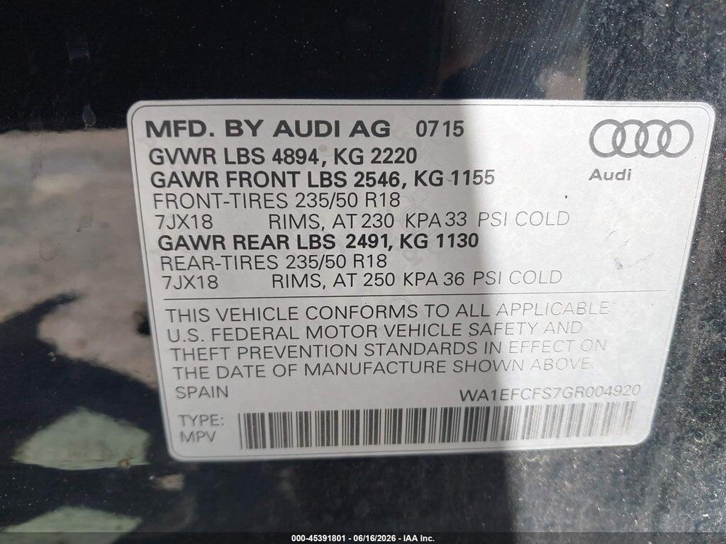 WA1EFCFS7GR004920 2016 AUDI Q3 photo no. 9