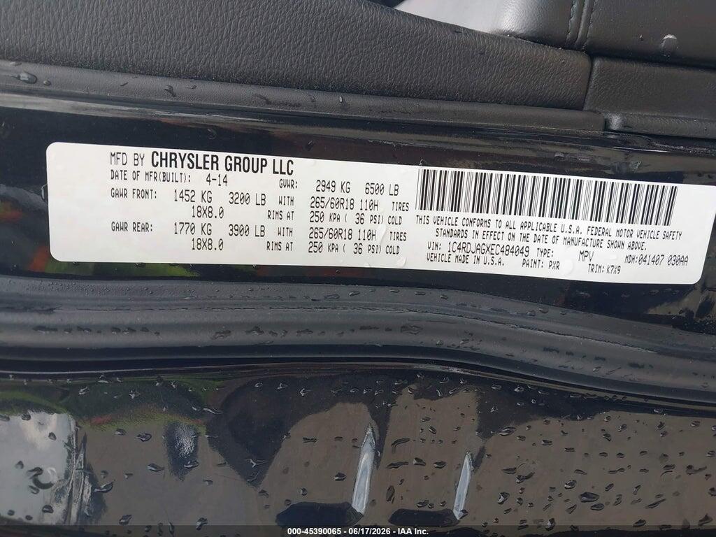 1C4RDJAGXEC484049 2014 DODGE DURANGO photo no. 9
