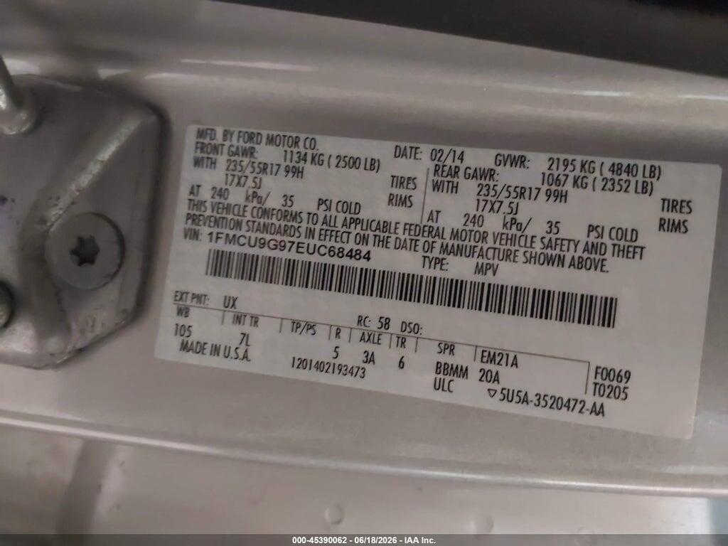 1FMCU9G97EUC68484 2014 FORD ESCAPE photo no. 9