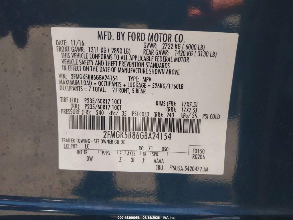 2FMGK5B86GBA24154 2016 FORD FLEX photo no. 9