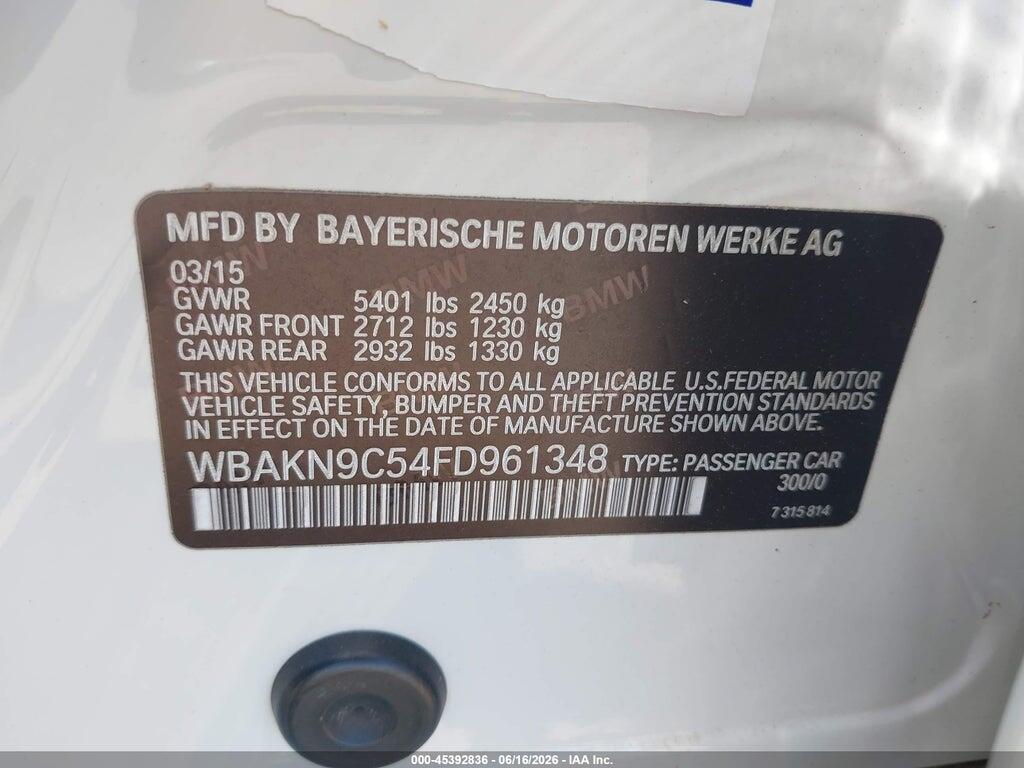 WBAKN9C54FD961348 2015 BMW 550I photo no. 9