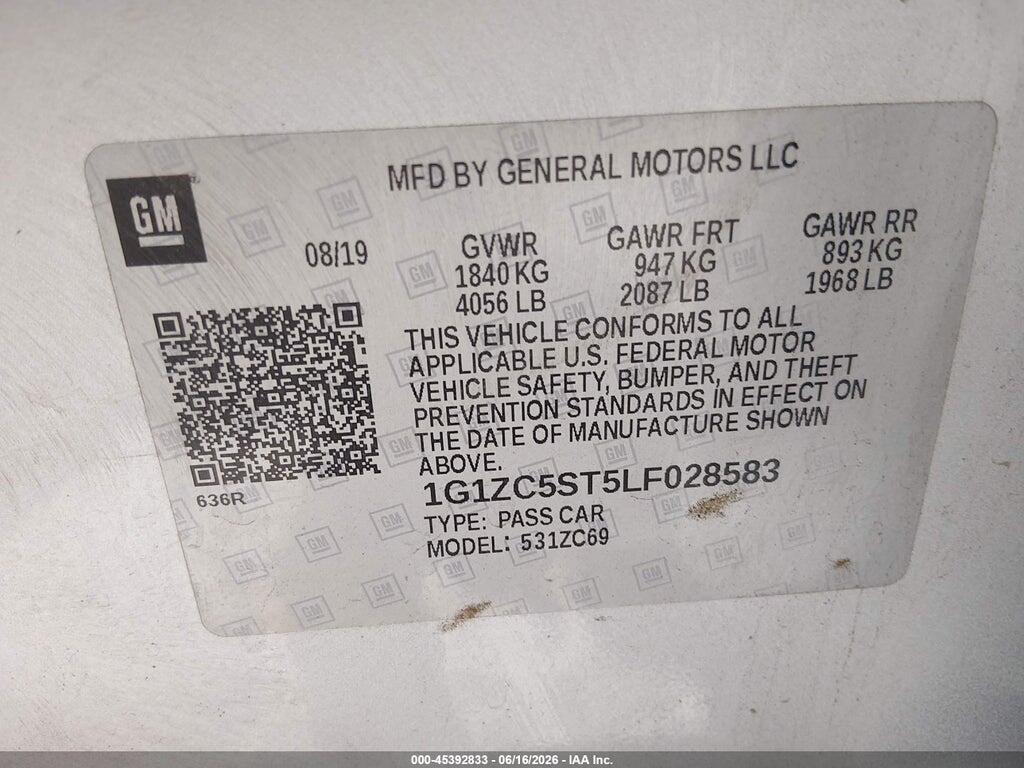 1G1ZC5ST5LF028583 2020 CHEVROLET MALIBU photo no. 9
