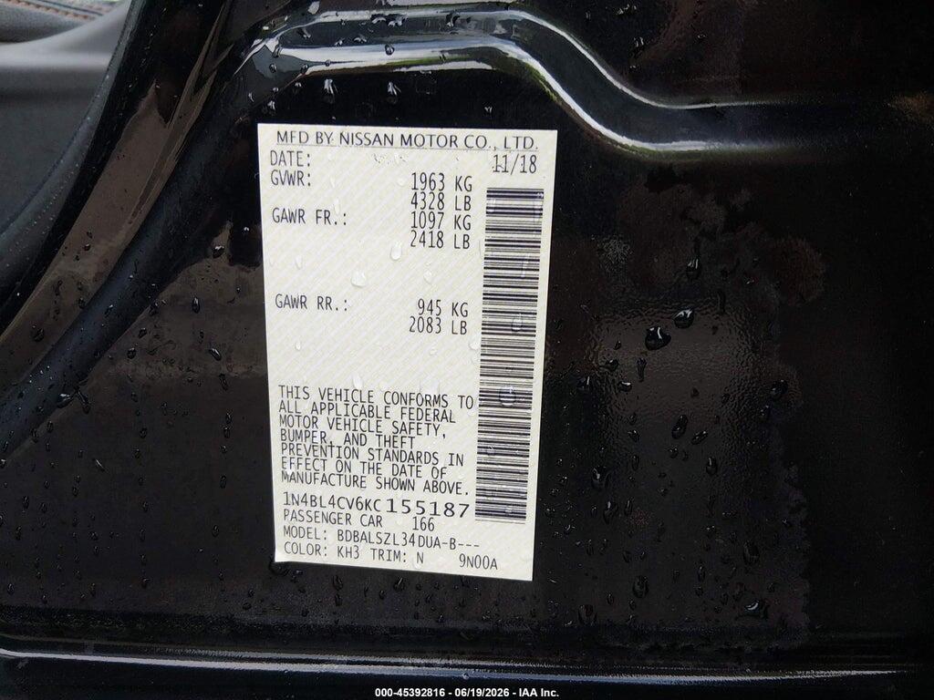 1N4BL4CV6KC155187 2019 NISSAN ALTIMA photo no. 9