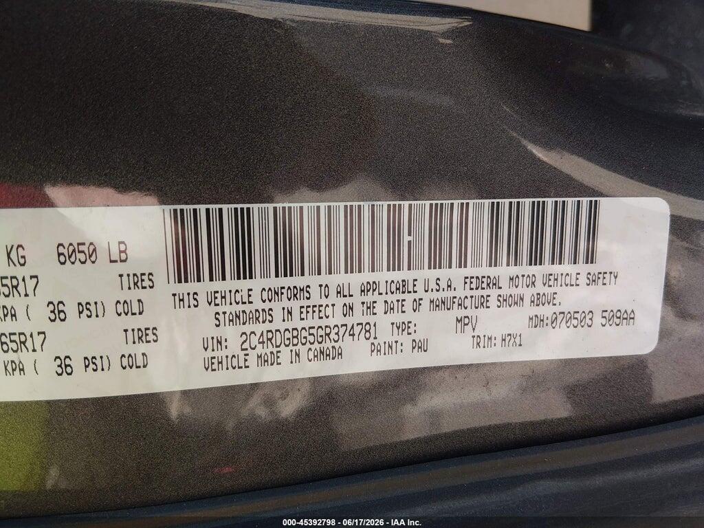 2C4RDGBG5GR374781 2016 DODGE GRAND CARAVAN photo no. 9