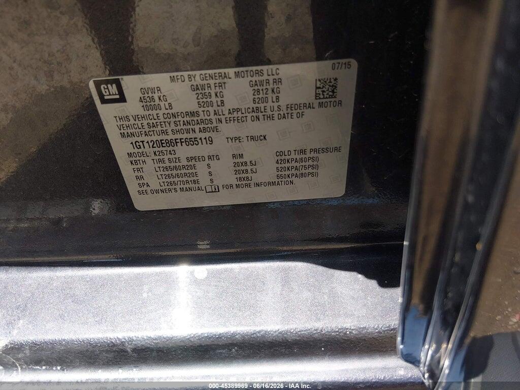 1GT120E86FF655119 2015 GMC SIERRA 2500HD AVAILABLE WIFI photo no. 9