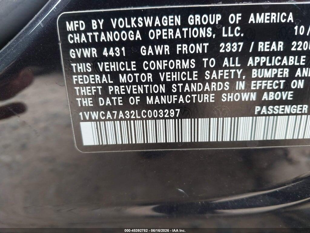1VWCA7A32LC003297 2020 VOLKSWAGEN PASSAT photo no. 9