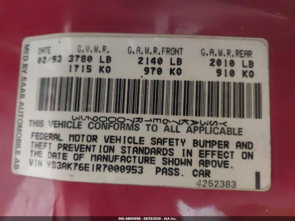 YS3AK76E1R7000953 1994 SAAB 900 photo no. 9