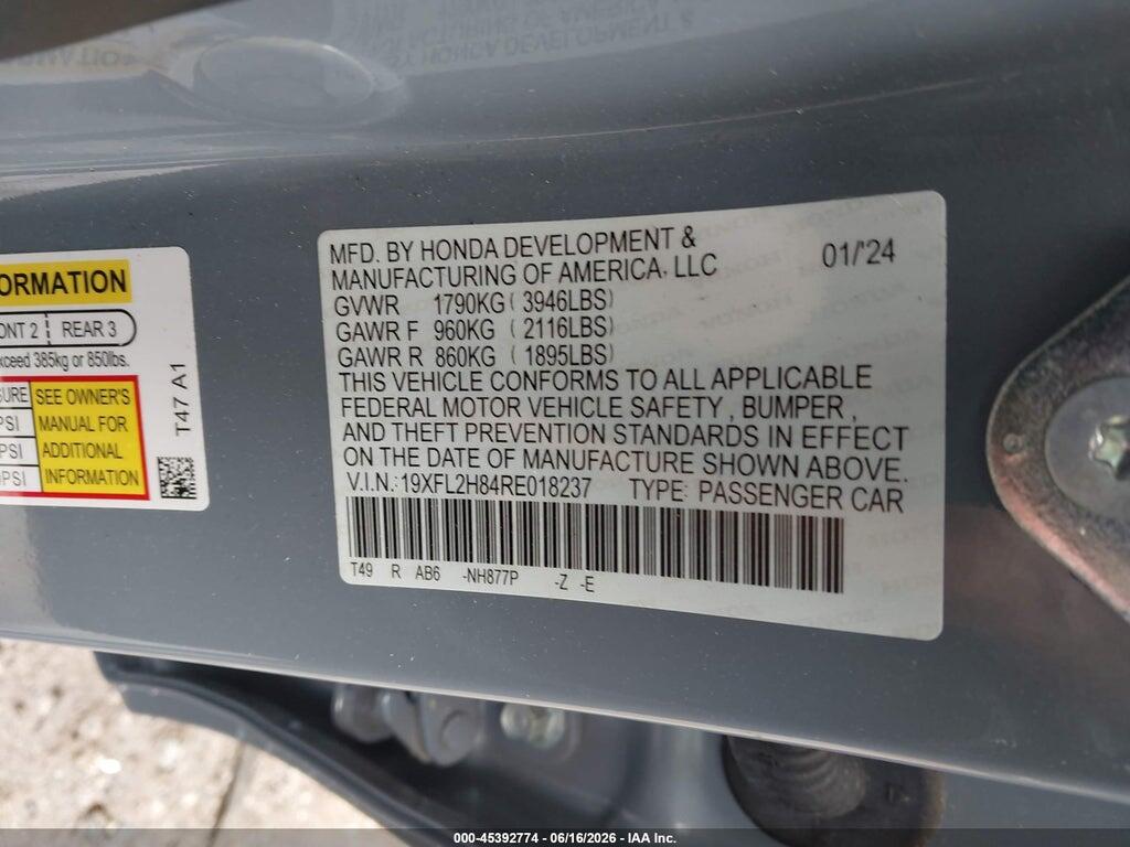 19XFL2H84RE018237 2024 HONDA CIVIC photo no. 9