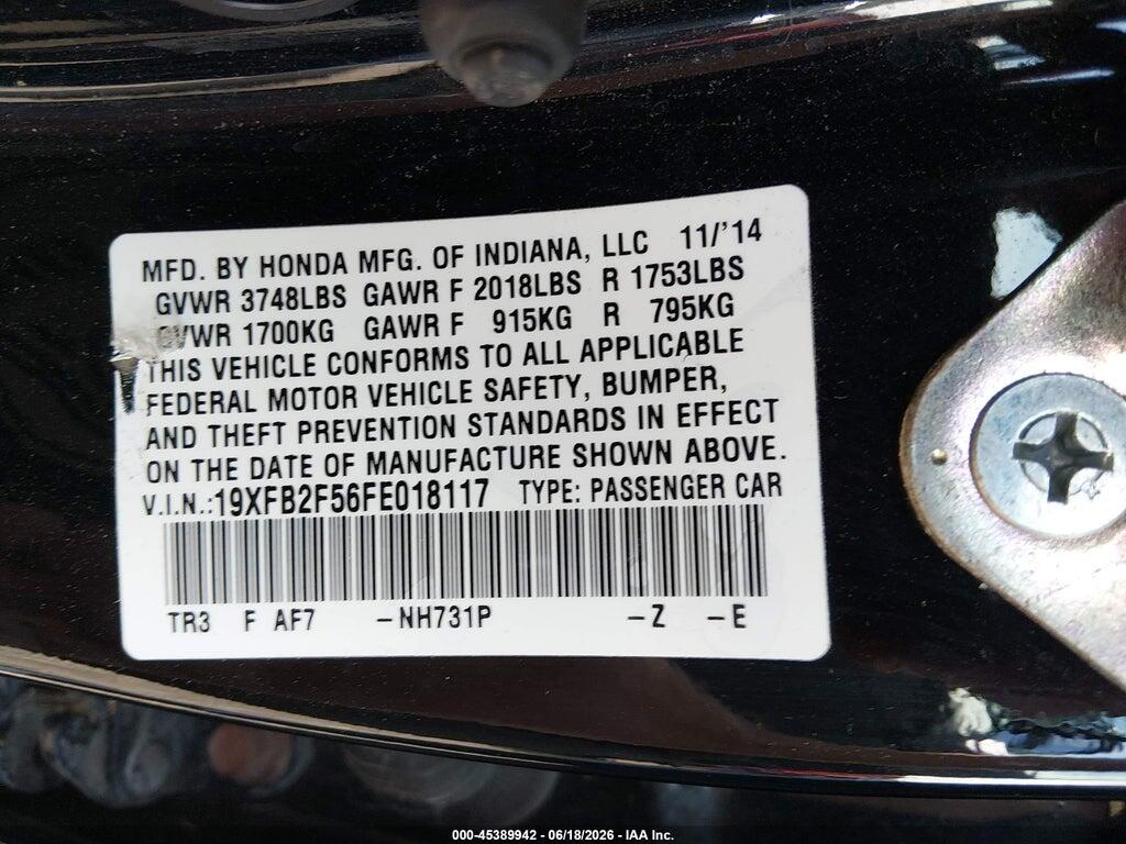 19XFB2F56FE018117 2015 HONDA CIVIC photo no. 9